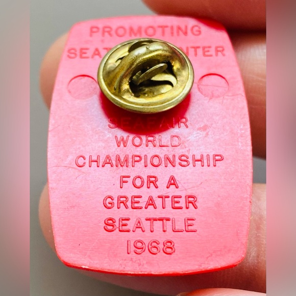 1968 Seafair Seattle Red Hydroplane Boat Promotional Tack Pin. Back same red - Picture 2 of 2